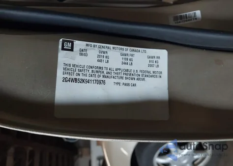 2004 Buick Regal Ls from USA, damaged, VIN 2G4WB52K941170976